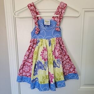 Just Imagine Original Handmade Girls Patchwork Twirl Dress Colorful 12-18 Months
